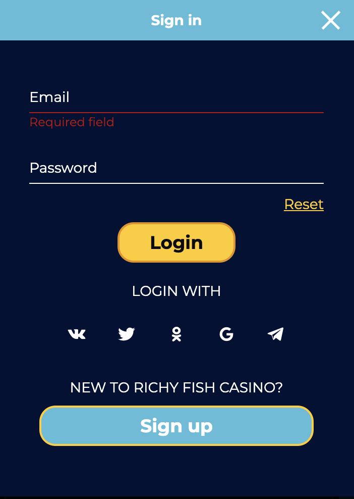 Richy Fish Casino Login